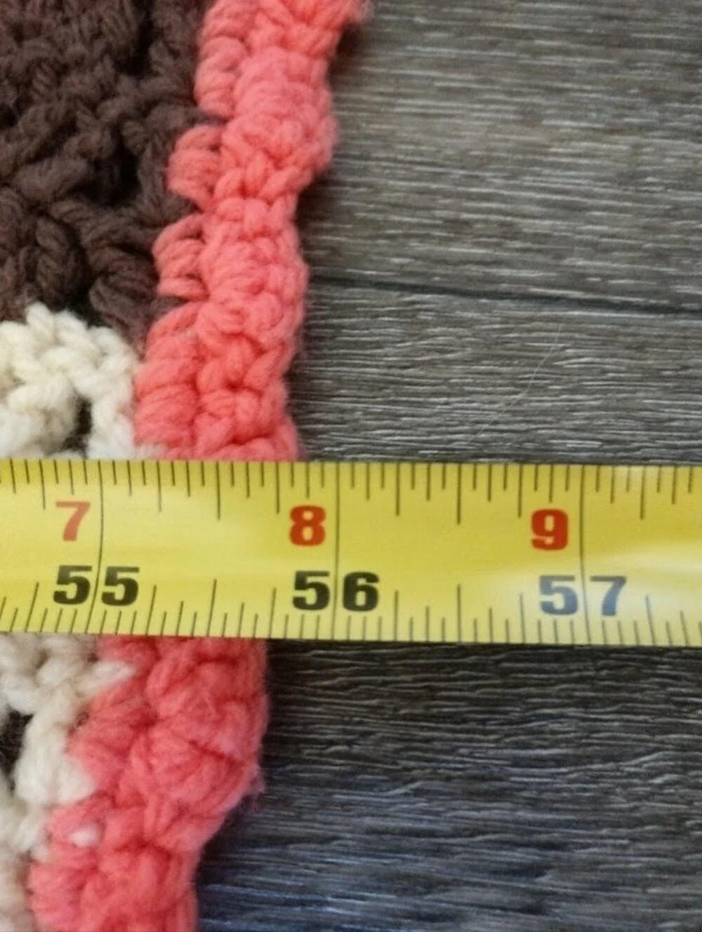 VTG Crocheted Afghan Blanket 56”x59”  Rust  Cherry Bubblegum Pink Iconic Tv Set